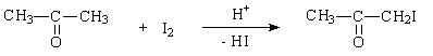 Реакция иодирования ацетона протекает в соответствии с уравнением